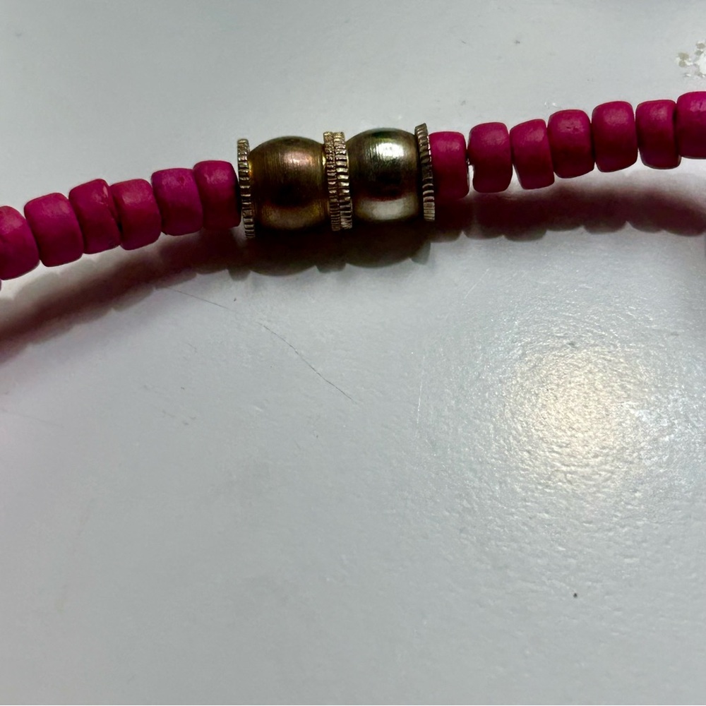 Chic Pink Orange Yellow Beaded Necklace Wooden Round and Flat Party Vacation - Picture 2 of 4